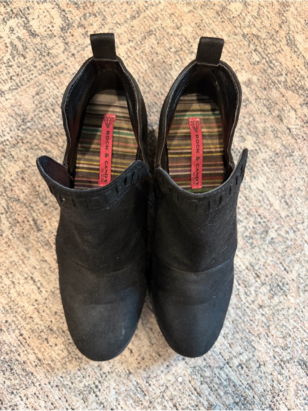 Rock & Candy Black Suede Slip-On women’s Ankle Shoes